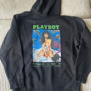 PLAYBOY Black Cotton Poly Blend Hoodie